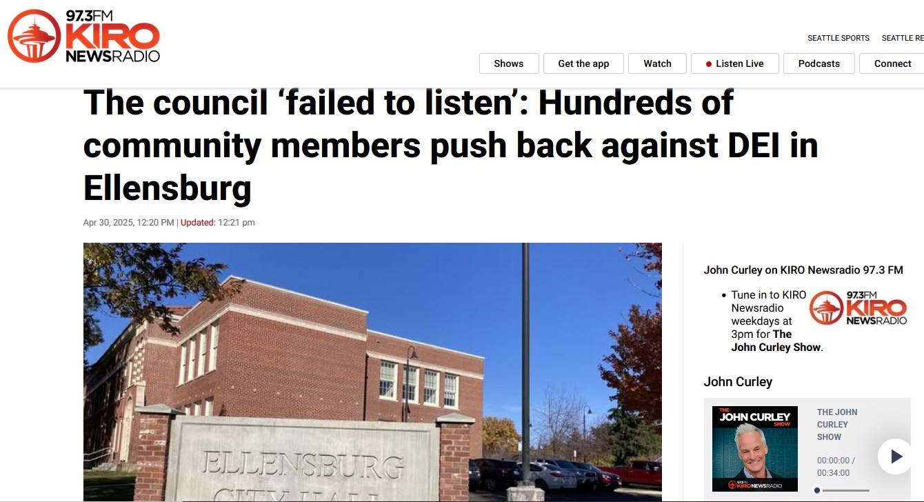 KIRO Newsradio: hundreds of community members push back against DEI in Ellensburg